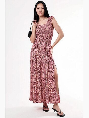 Robe longue à imprimé paisley et col carré busem