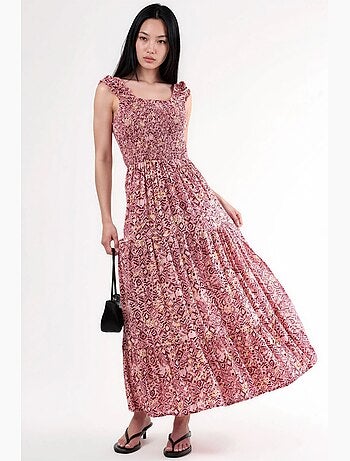 Robe longue à imprimé paisley et col carré busem