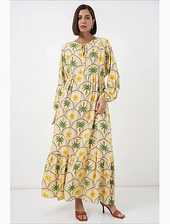 Robe longue à imprimé tropical et fermeture boutonnée bdart