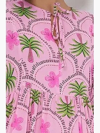 Robe longue à imprimé tropical et fermeture boutonnée bdart