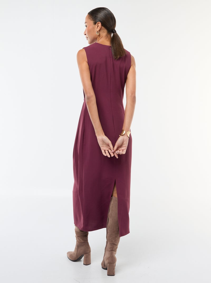 Robe longue à la coupe drapée avec bijou fantaisie à la taille Rouge - Kiabi