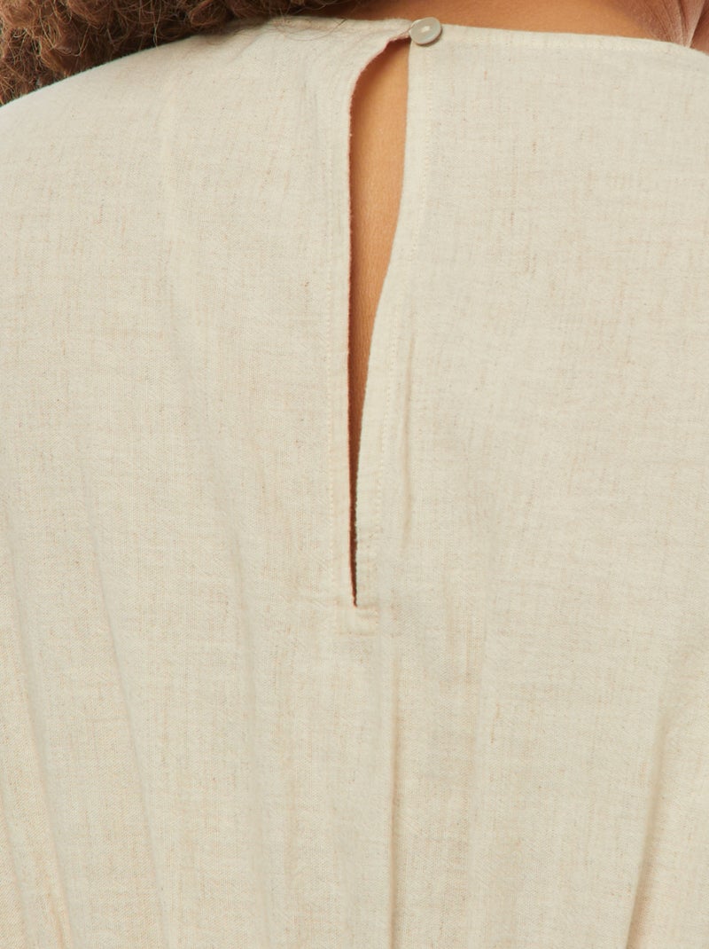 Robe longue à manches courtes et base à étage Beige - Kiabi