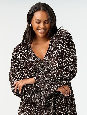 Robe longue à manches longues à motif