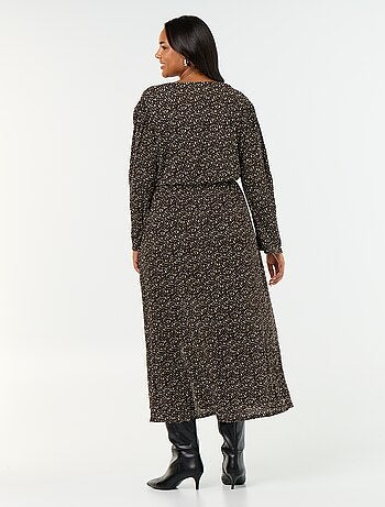 Robe longue à manches longues à motif