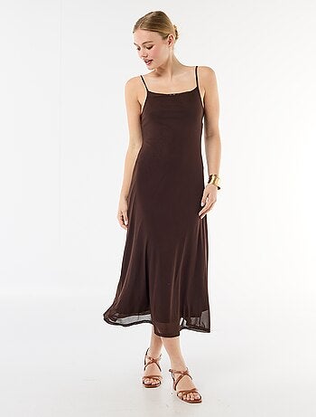 Robe longue à motif et fines bretelles