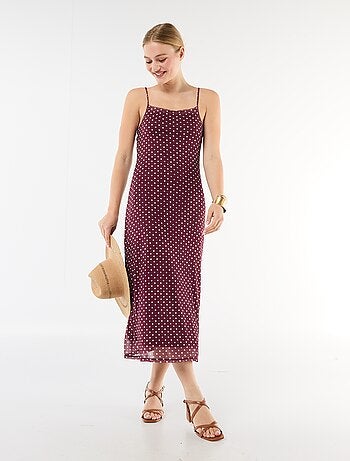 Robe longue à motif et fines bretelles