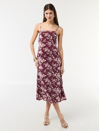 Robe longue à motif et fines bretelles