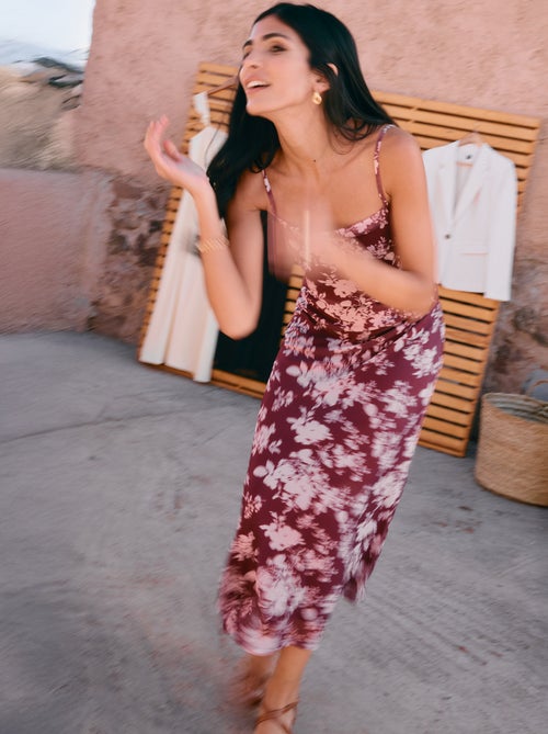 Robe longue à motif et fines bretelles - Kiabi