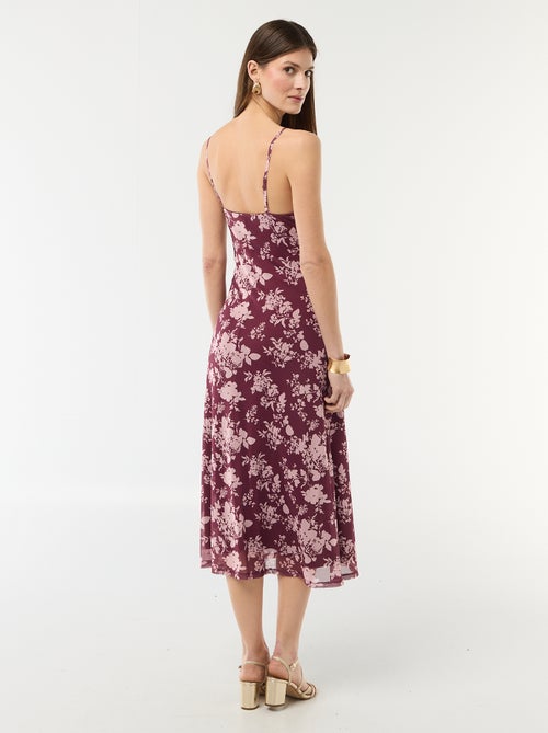 Robe longue à motif et fines bretelles - Kiabi