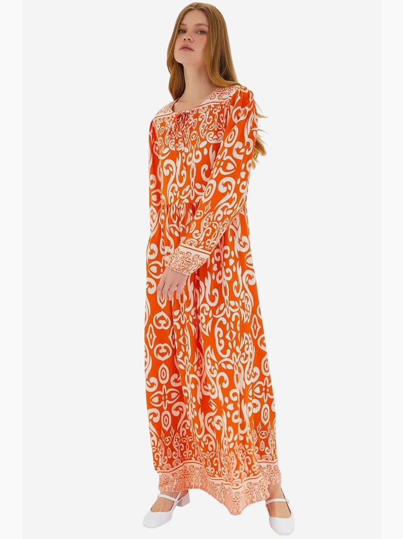 Robe longue à motifs bdart Orange - Kiabi