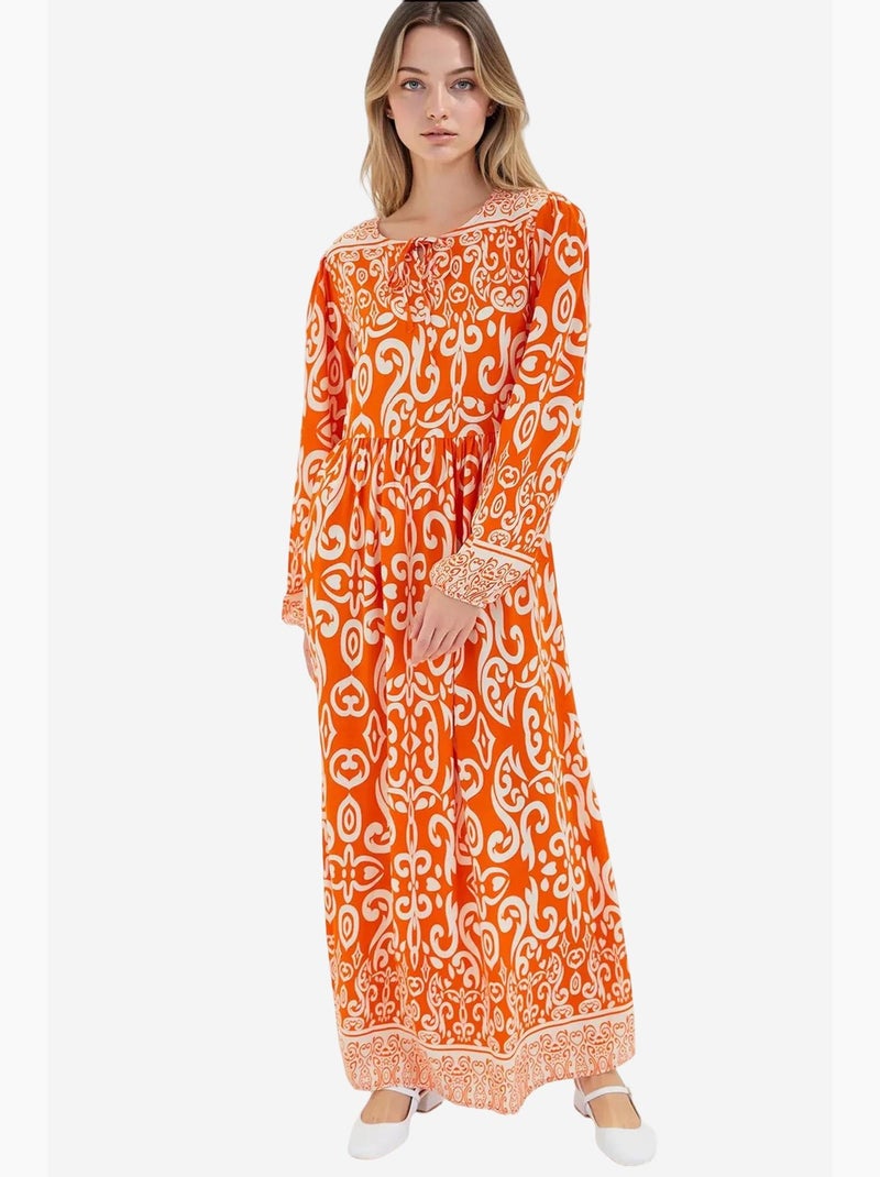 Robe longue à motifs bdart Orange - Kiabi