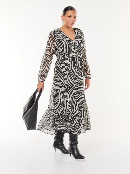 Robe longue à motifs et à manches longues - Kiabi