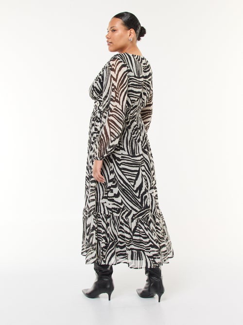 Robe longue à motifs et à manches longues - Kiabi