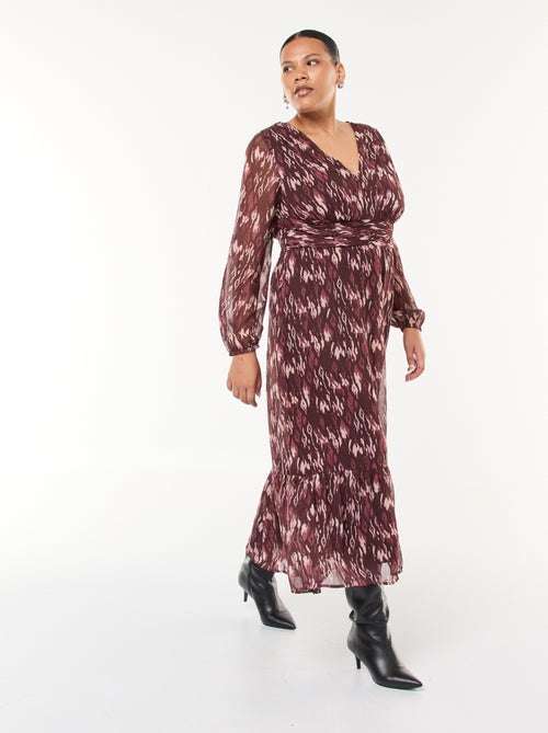 Robe longue à motifs et à manches longues - Kiabi