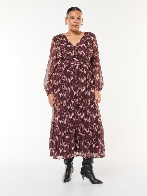 Robe longue à motifs et à manches longues - Kiabi