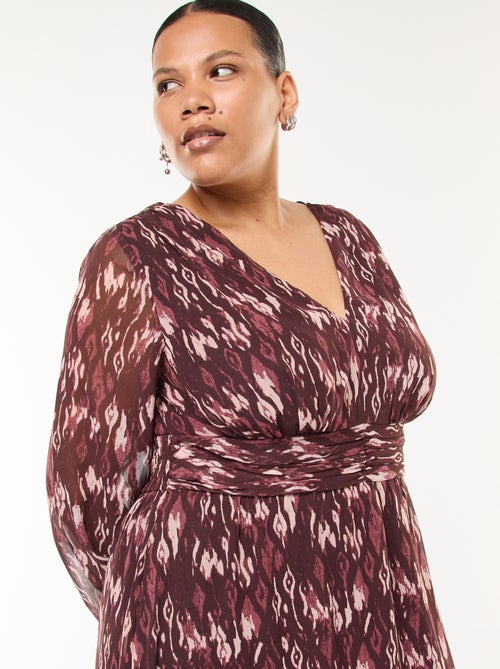 Robe longue à motifs et à manches longues - Kiabi