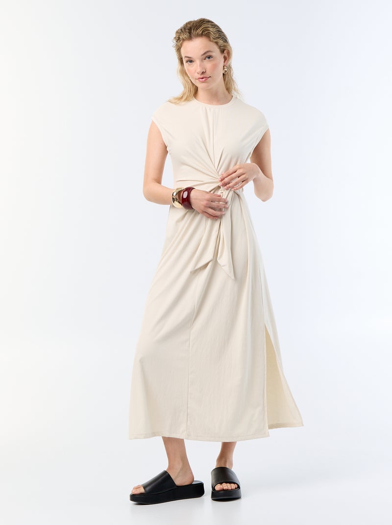 Robe longue à nouer Beige - Kiabi
