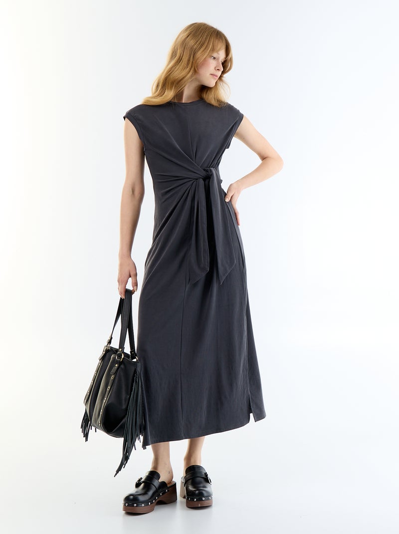 Robe longue à nouer Noir - Kiabi