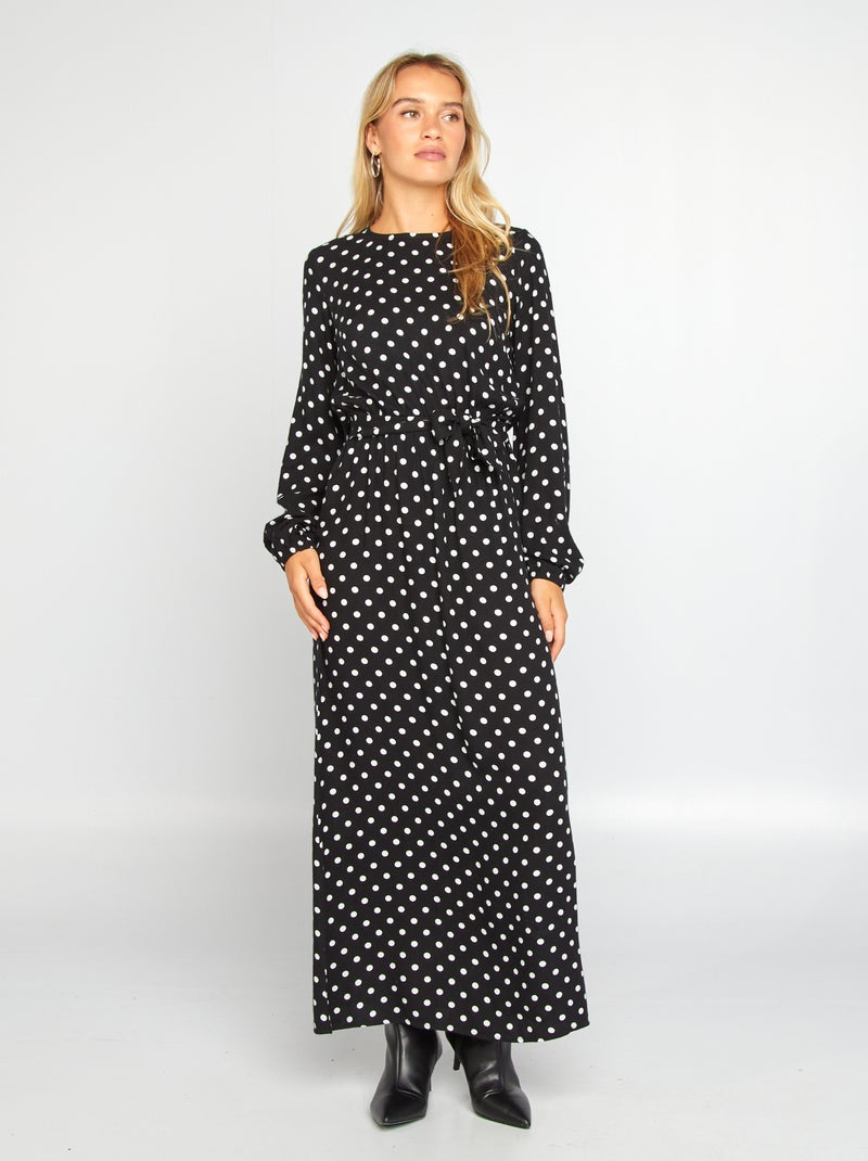 Robe longue à pois Noir - Kiabi