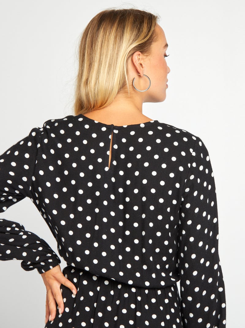 Robe longue à pois Noir - Kiabi