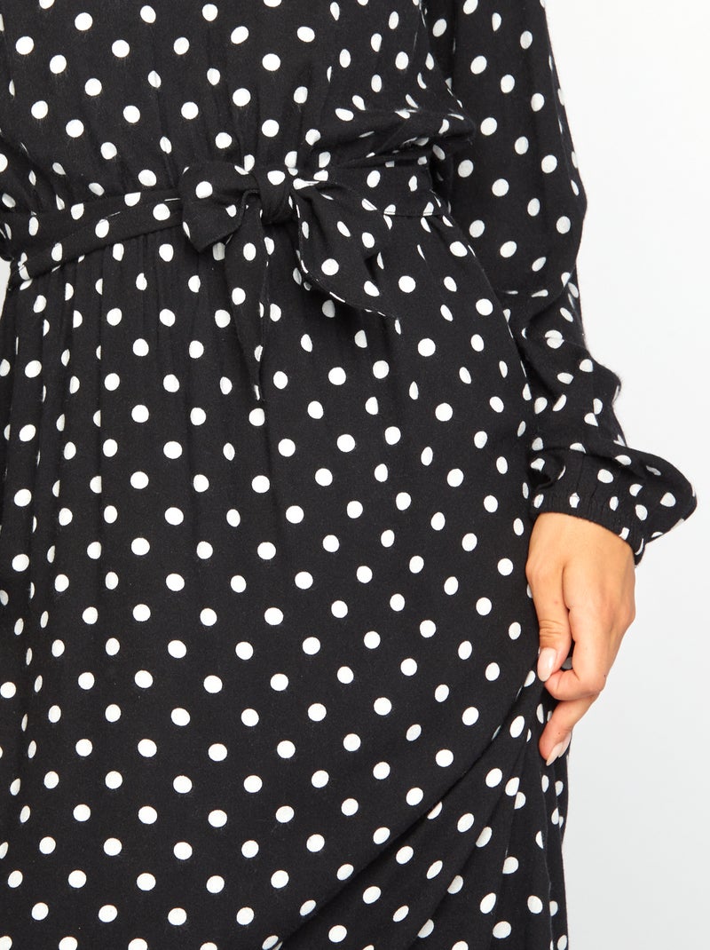 Robe longue à pois Noir - Kiabi