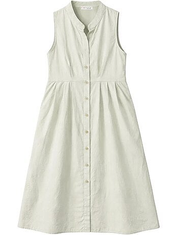 Robe longue à volants et col boutonné mixray