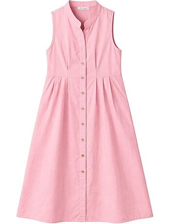 Robe longue à volants et col boutonné mixray