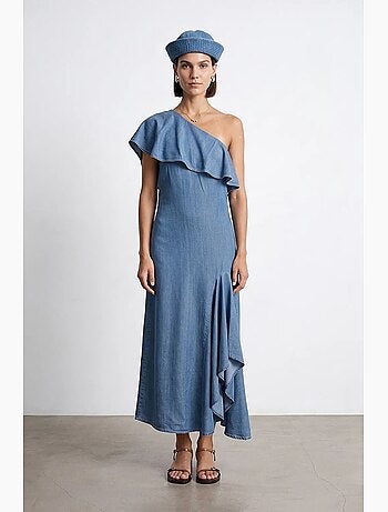 Robe longue asymétrique à une manche dilvin