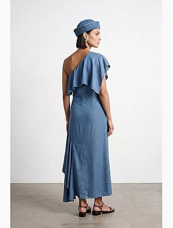 Robe longue asymétrique à une manche dilvin