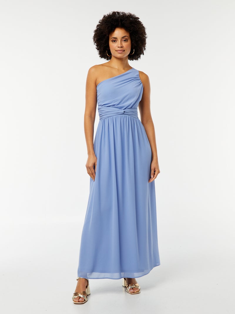 Robe longue asymétrique avec effet drapé à l'avant BLEU - Kiabi
