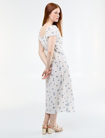 Robe longue avec col bardot