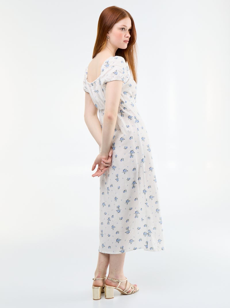 Robe longue avec col bardot Blanc - Kiabi