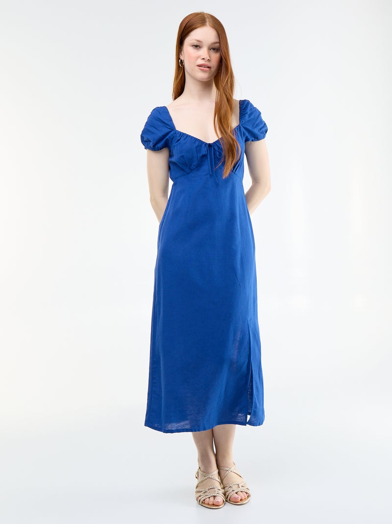 Robe longue avec col bardot Bleu - Kiabi