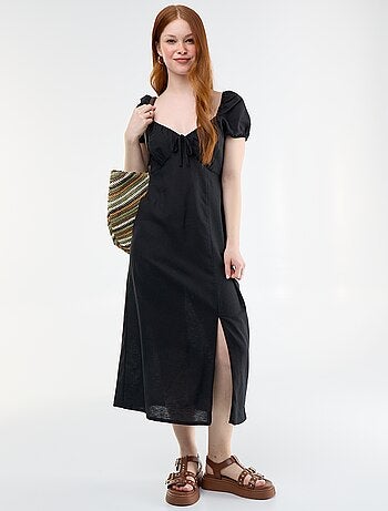 Robe longue avec col bardot