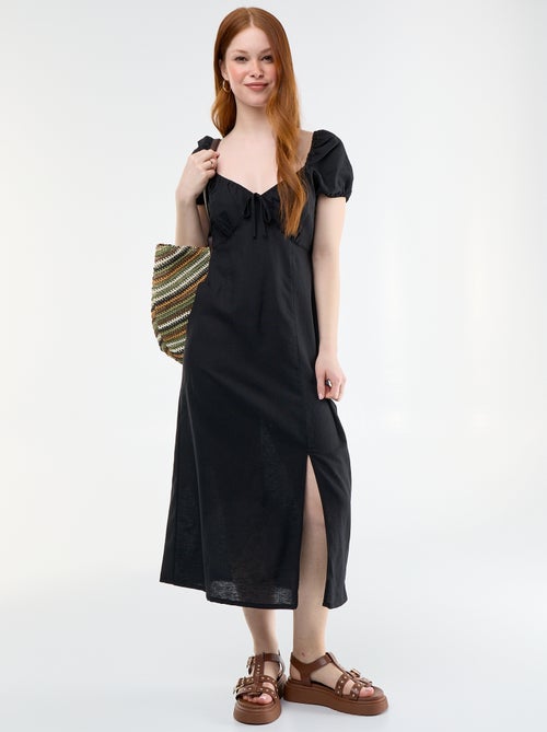 Robe longue avec col bardot - Kiabi