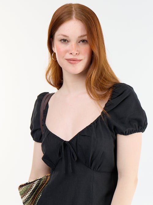 Robe longue avec col bardot - Kiabi