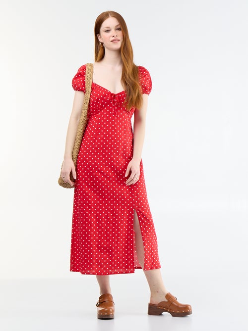 Robe longue avec col bardot - Kiabi