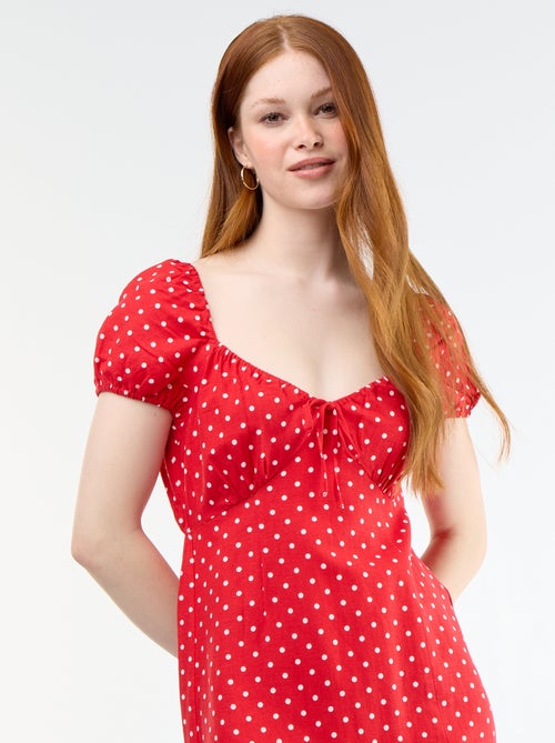 Robe longue avec col bardot - Kiabi