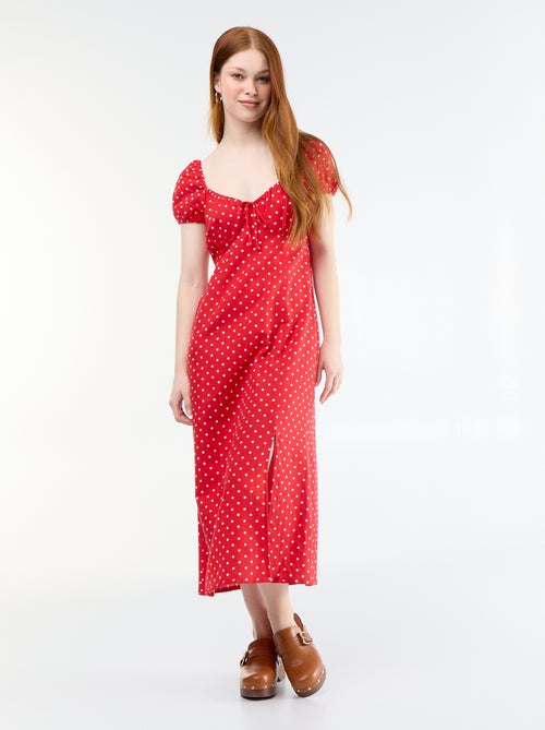 Robe longue avec col bardot - Kiabi