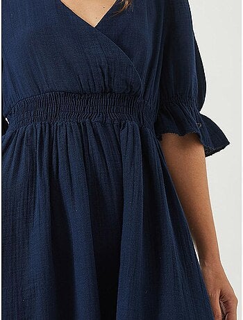 Robe longue avec col cache-cœur, taille et manches élastiques lucci