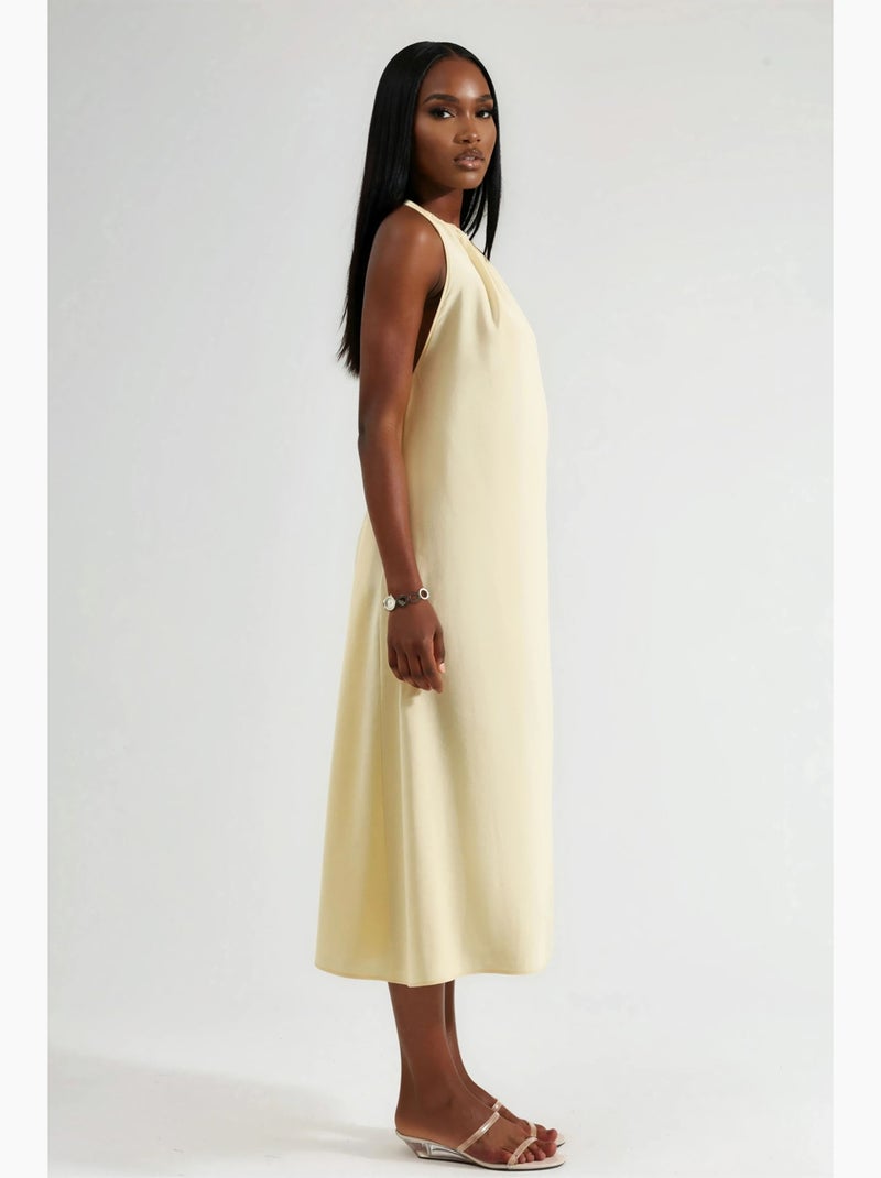Robe longue avec détail drapé busem Jaune citron - Kiabi