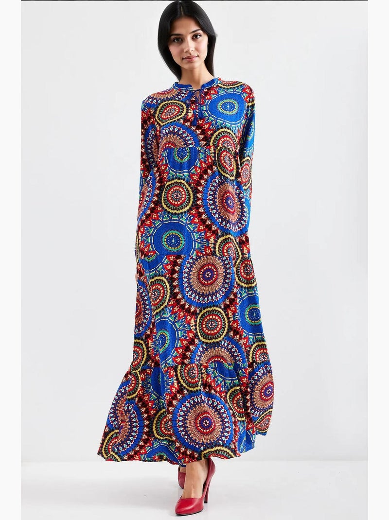 Robe longue avec détail nœud bdart Bleu cobalt - Kiabi