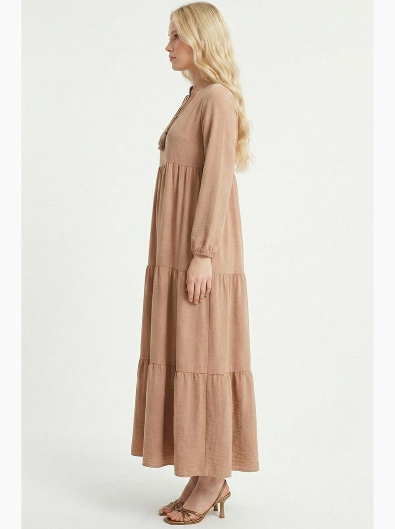 Robe longue avec détail nœud bdart Grège - Kiabi