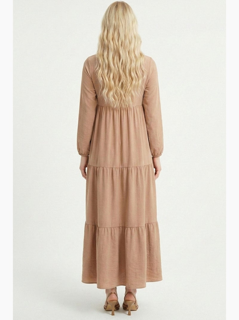 Robe longue avec détail nœud bdart Grège - Kiabi