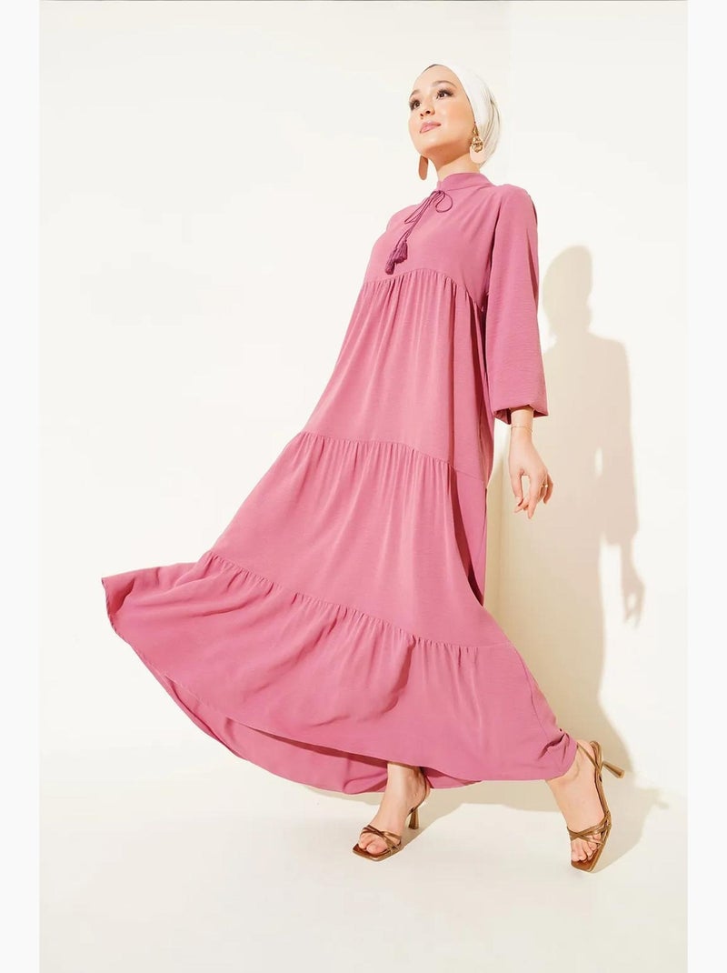 Robe longue avec détail nœud bdart Rose bonbon - Kiabi