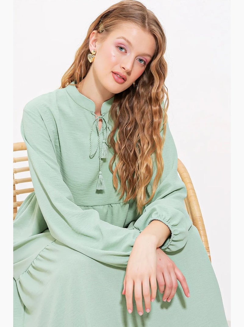 Robe longue avec détail nœud bdart Vert menthe - Kiabi