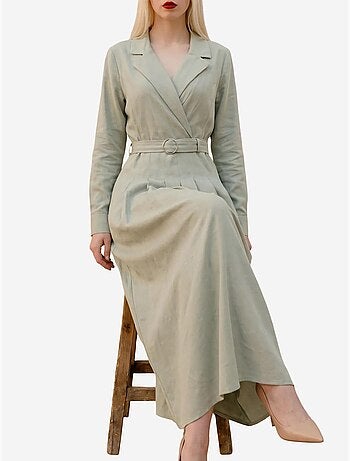 Robe longue avec fermeture à nouer et ceinture my fashion
