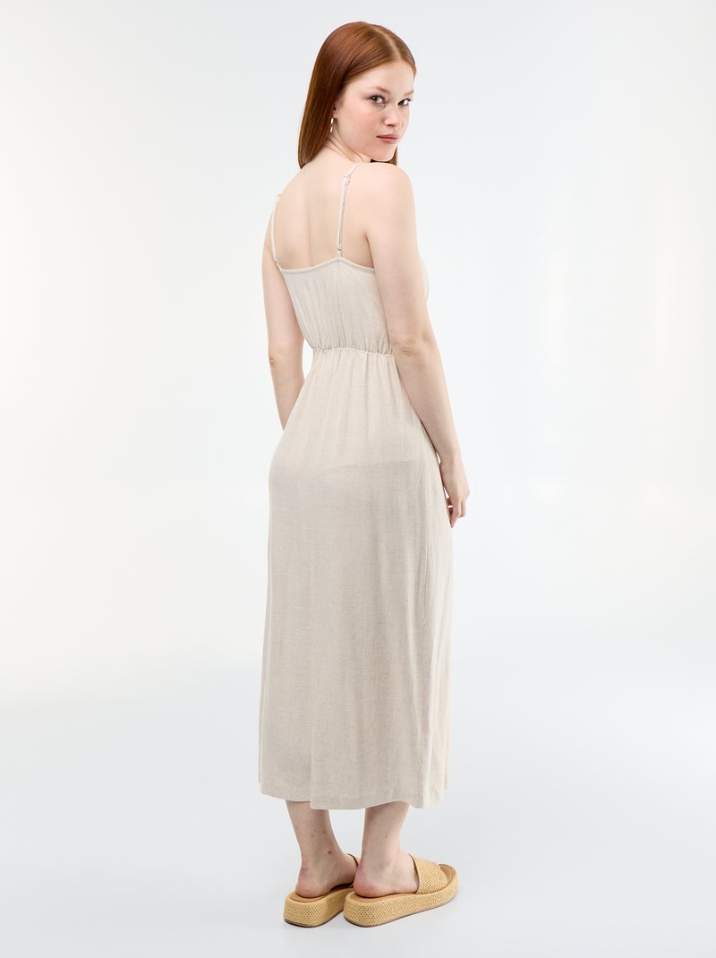 Robe longue avec fines bretelles ajustables Beige - Kiabi