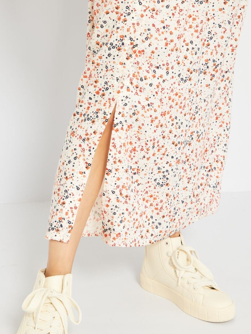 Robe longue avec imprimé fantaisie Blanc floral - Kiabi