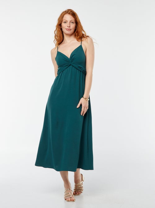 Robe longue avec un effet nouer et drapé devant - Kiabi